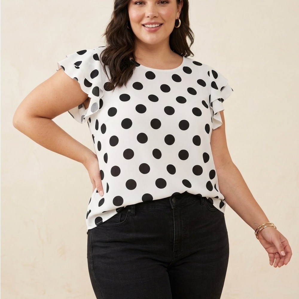 Elegant Polka Dot Blouse - Black and White